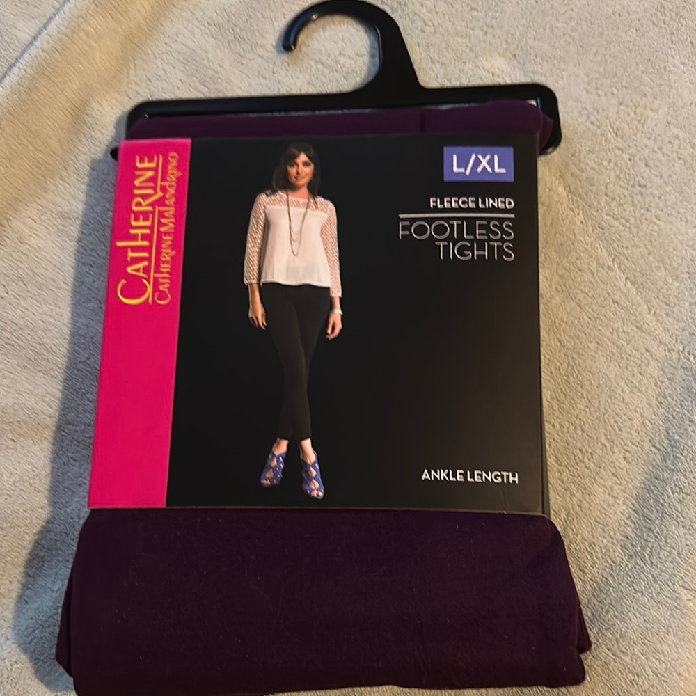 Catherine Malandrino Purple Footless Tights